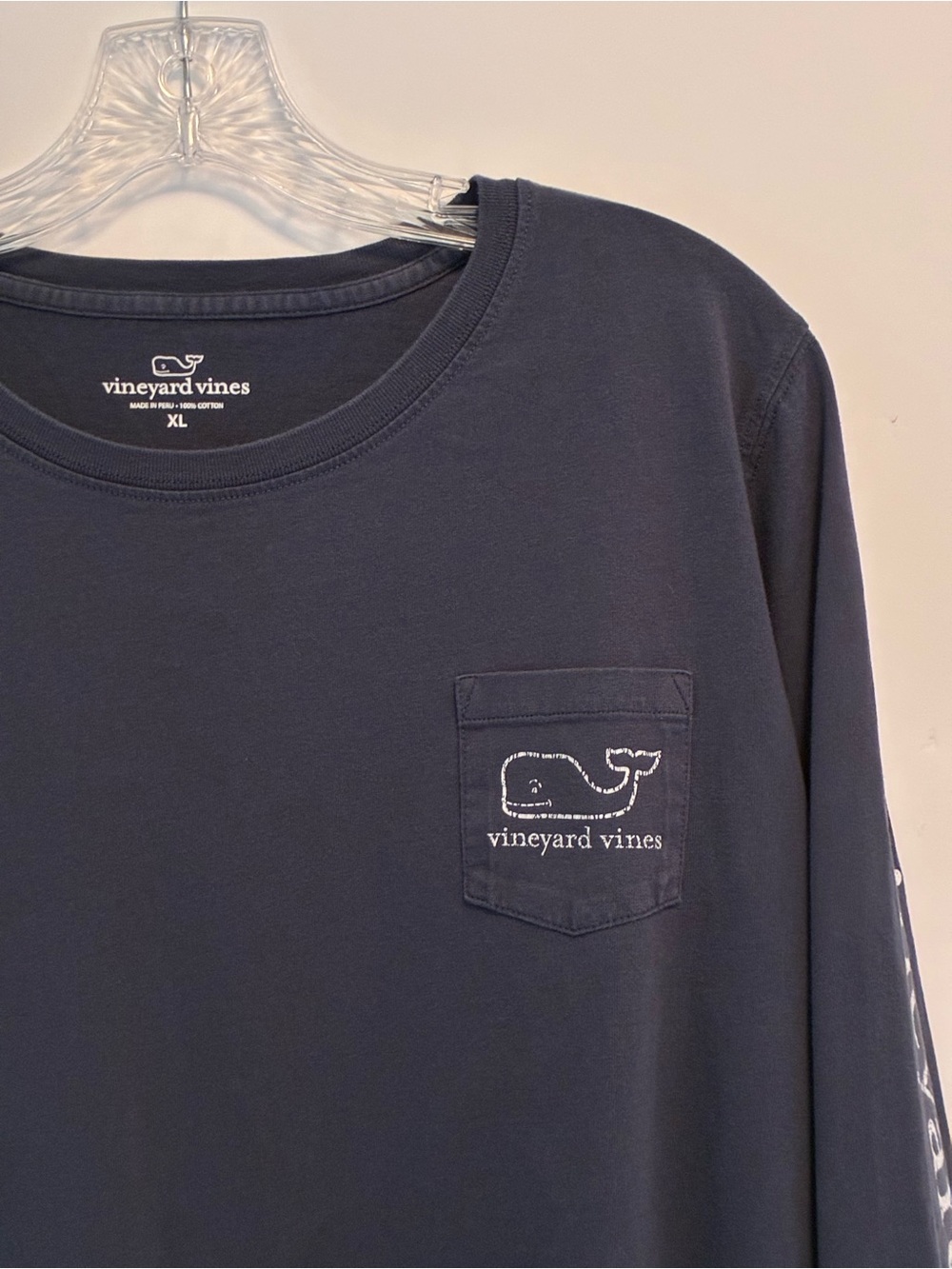 Vineyard Vines Women's Vintage Whale Long Sleeve Pocket Tee Blue Size XL - Picture 3 of 8